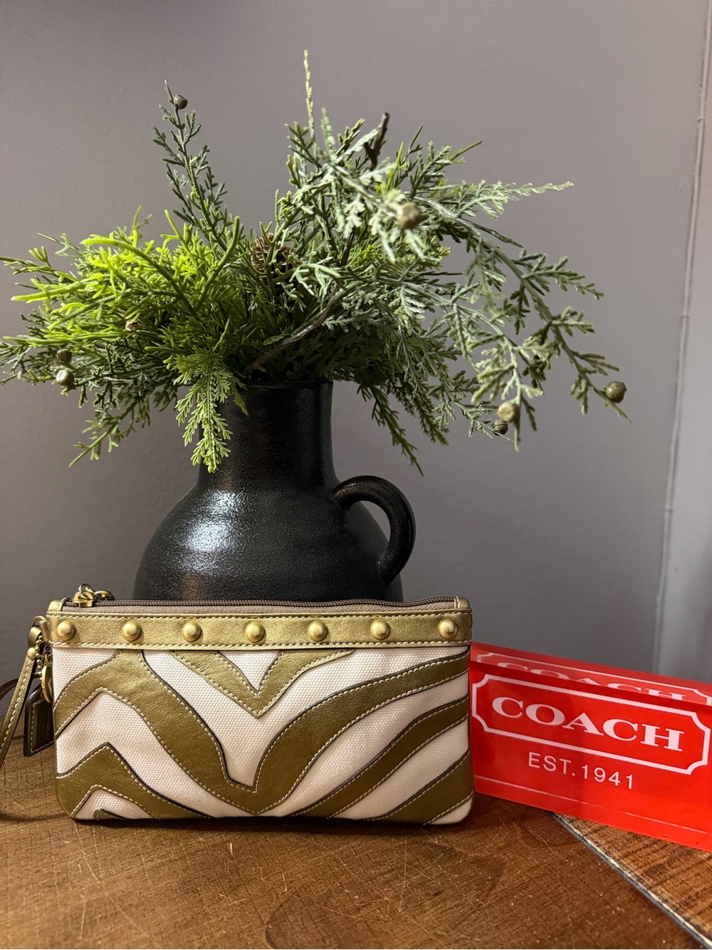 Coach Zebra Striped Wristlet